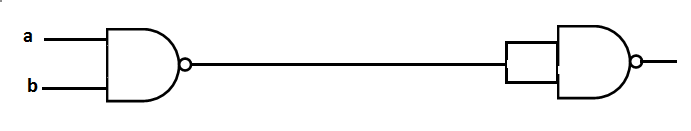 The combinational circuit given below is implemented with two NDA gates 