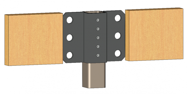 SHS-Timber Beam Cleat - 2 Way Inline