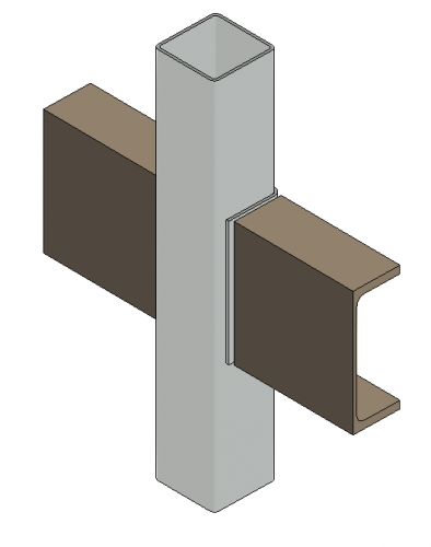 SHS-PFC Beam - 2 Way Inline Cleat