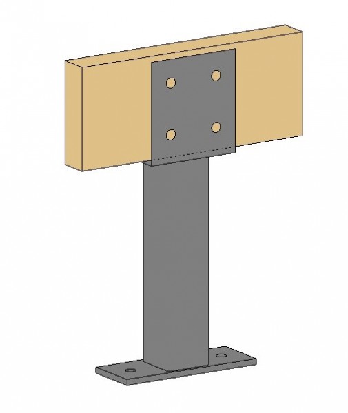 SHS Top Plate Cleat, Post & Baseplate Ass'y - Intermediate with roof beam