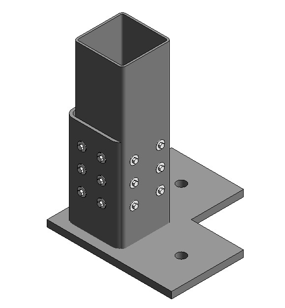 SHS-Corner Baseplate and column - 24 teks - 2 holes