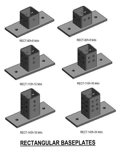 SHS-Rectangular Baseplate - all configurations