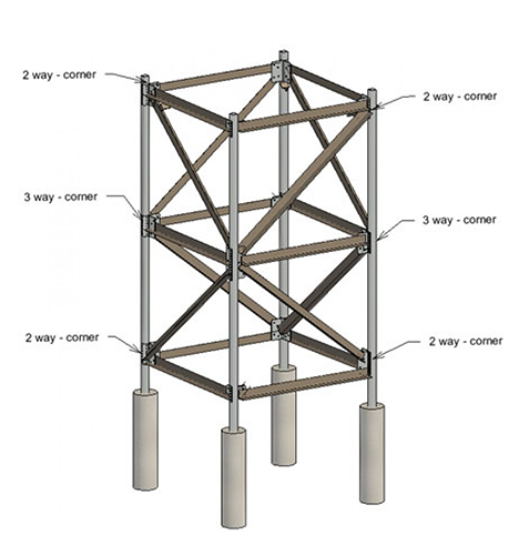 SHS-Steel Angle Bracing Cleats in a Tower Frame